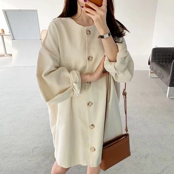 Korean Chi Korean Spring Female Pure Color Polying Simplicity Round…