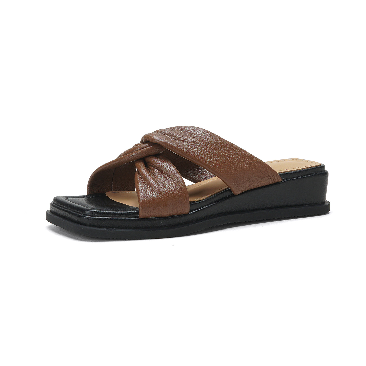 Sandal nữ quai chữ V đế dày gót 4cm phong cách đơn giản — màu be chi tiết 17