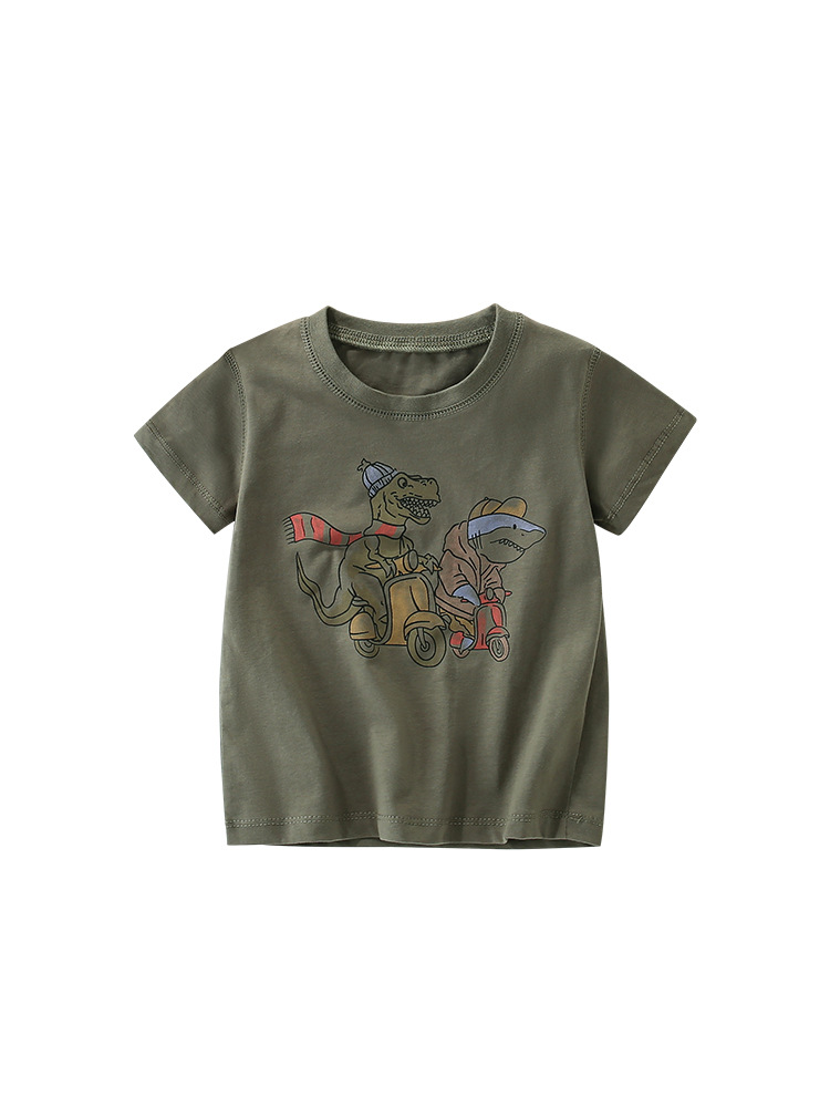 Malwee niño camiseta de cuello redondo de verano nuevo estilo de manga corta de estilo europeo y americano para niños de mediana edad impresión casual ropa superior de niños