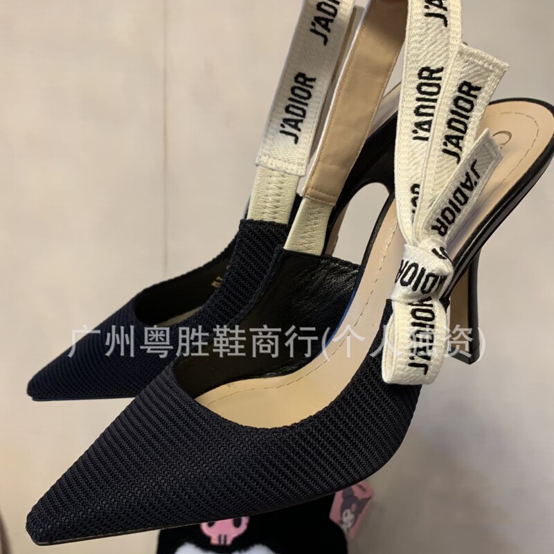 D Brand Letter Bow High-Heeled Shoes for Women 2026 New Style Shallow Knit Closed-Toe Kitten Heel Pointed Backless Sandals for Women D Brand Letter Bow High-Heeled Shoes for Women 2026 New Style Shallow Knit Closed-Toe Kitten Heel Pointed Backless Sandals for Women