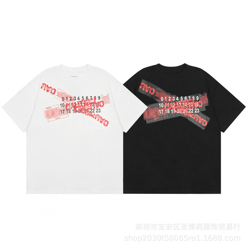 クロスボーダー メゾン マルジェラ マルジェラ デジタル プリント MM6 ピュアコットン 高品質 メンズ Tシャツ レディース 半袖 トレンド|undefined