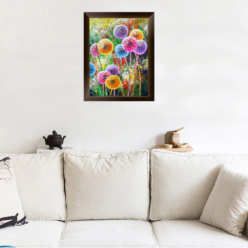 2024 nuevo diamante pintado colorido diente de león perforado a mano DIY pinturas de mampostería pinturas decorativas paisajes