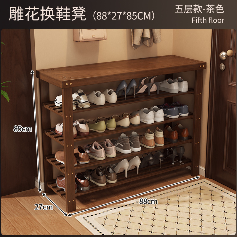 Zapatero integrado con banco para cambiar zapatos para uso doméstico en la entrada del pasillo, se puede usar para sentarse, banco de almacenamiento de zapatos de varias capas simple para apartamentos de alquiler. image 37