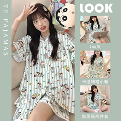 韓国アニメパジャマ女性夏クレヨンしんちゃん半袖ネットレッドins風高級感かわいいホームウェアセット