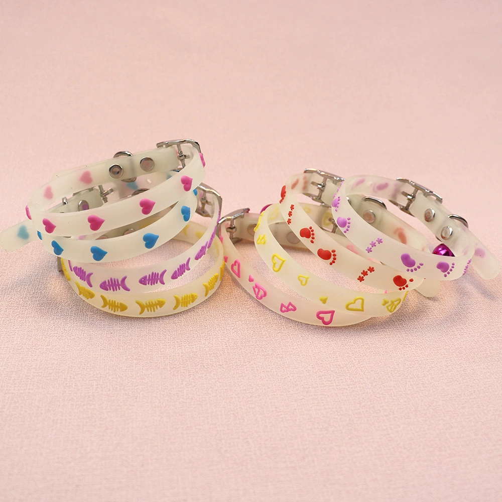 Популярный силиконовый светящийся ошейник для кошек и собак, светящийся и светопоглощающий ошейник в ночное время, ошейник против потери, прямая продажа с фабрики