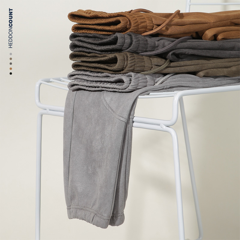 Herrenbekleidung dicke Textur Waffelhose Sporthose mit geradem Beinbund_voghion.com