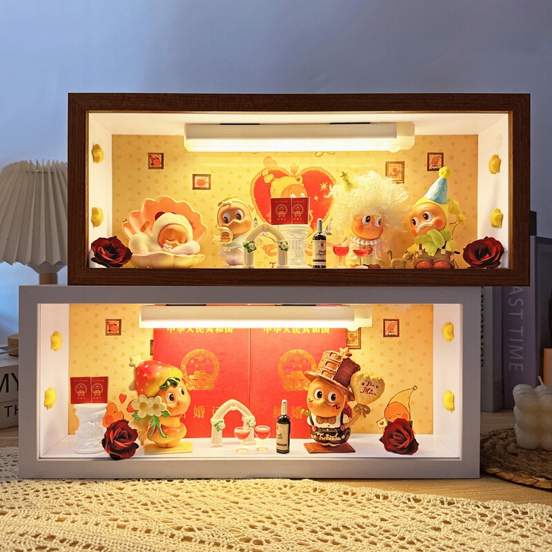 Star People Heartbeat Blind Box Display Box Figure Scene DIY Storage Box Wedding Certificate Collection Gift with Light