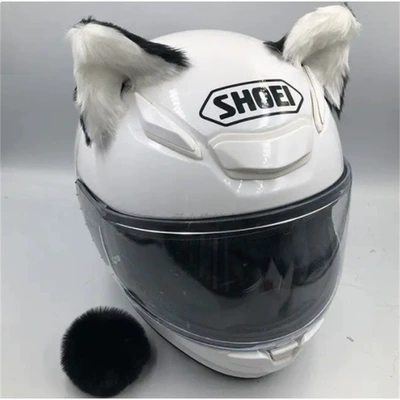 Vehicle Helmet Accessories Universal – Motosiklet dəbilqələri - black-outside-white-inside-stereo-ears-and-black-tail
