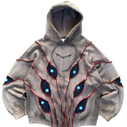 2211 # New Cross-Border Anime-Style Cool Hooded Short Sweatshirt, Loose and Versatile Sports Top Hoodie