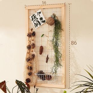 *Flower Rack Wall-Mounted Grids Solid Wood Wall Storage Rack Wall Green Plant Wall-Mounted Rack Balcony Garden Decoration Hole Hanging
