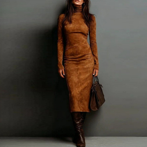 New autumn and winter sexy slim long-sleeved base dress, women's slimming coat, temperament hip skirt