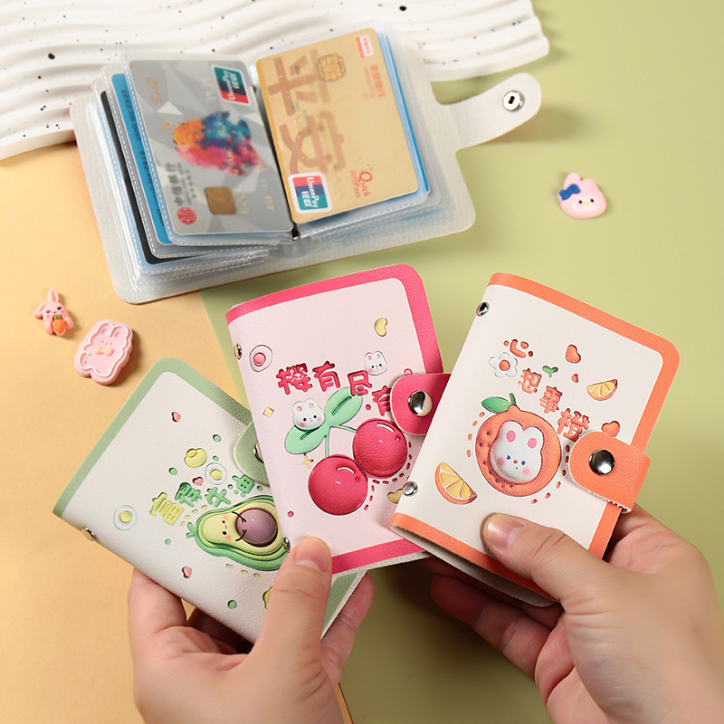 Fábrica directa bolsa de tarjetas de tarjetas de dibujos animados de gran capacidad nueva tarjeta portátil ultra delgada y compacta cubierta de tarjetas antimagnetizadas lindas