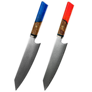 Cross-border Damascus chef knife resin stable wooden handle stainless steel kitchen knife Japanese kitchen knife cooking knife chef knife