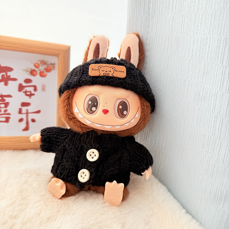 Solo ropa] Llavero de primera y segunda generación Labubu colgante de ropa Rabubu ropa de bebé suéter de punto traje de sombrero