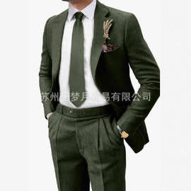 新款复古人字呢男式西装修身运动外套舞会商务西装休闲外套
