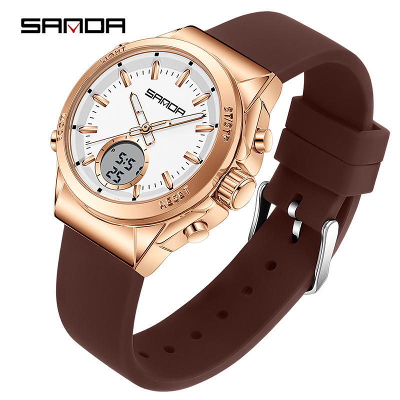 SANDA SANDA reloj electrónico multifuncional doble pantalla reloj deportivo reloj despertador cronógrafo de escuela secundaria relojes de estudiantes masculinos y femeninos