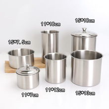 304不锈钢签筒吸管筷子筒加高加厚调味罐桌面收纳筒大罐带盖砂光