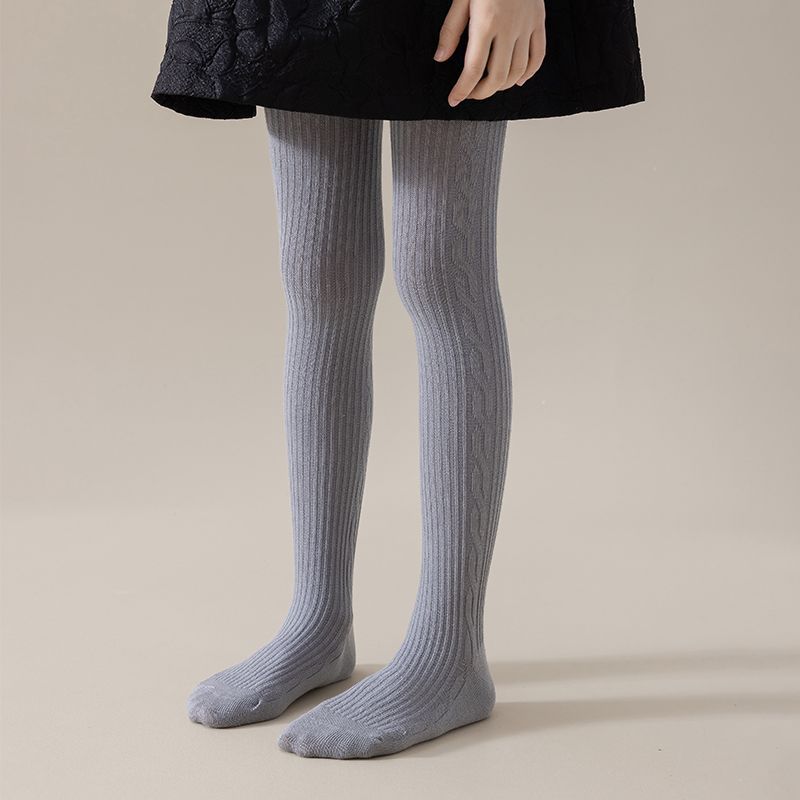 Pantimedias para niños Otoño e Invierno Nuevas polainas para niñas Estilo coreano doble aguja rayas verticales adelgazamiento versátil pantimedias calcetines de algodón