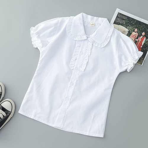 Boy's short-sleeve white shirt, girl's short-sleeve white shirt, student uniform for boys and girls, short-sleeve white shirt for performance costumes