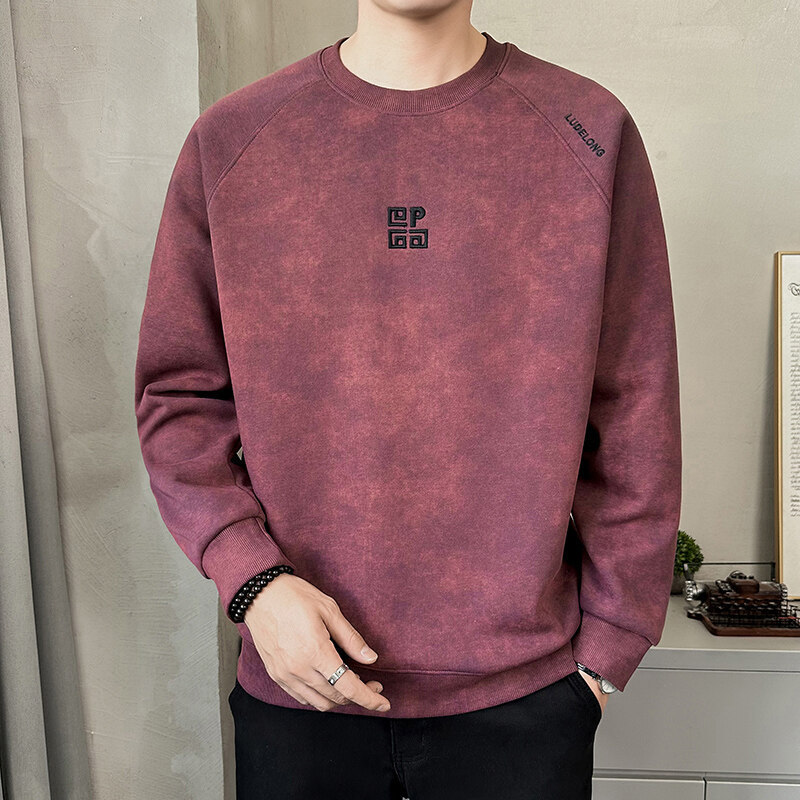 Explosive Style Main Push Japanese Style Tie-dye Waistcoat Embroidered Crewneck Sweatshirt Spring and Autumn All-match Fashionable Men's Sweatshirt