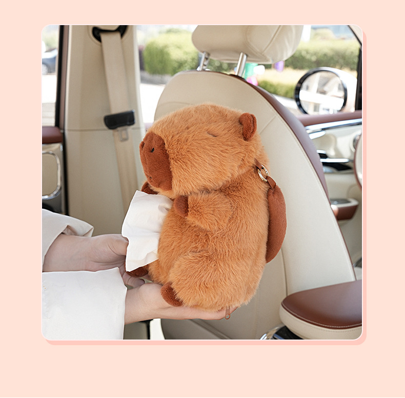 Cute Car Tissue Box Hanging Type Creative Capybara Car Tissue Box Car Tissue Hanging Bag Tissue Pack