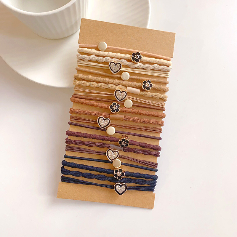 Elastic Band Material Solid Color Pattern Europe And America Cross Border Hair Tie Set Simple Temperament High Elasticity Ponytail Hair String Bracelet Hair Band Hair Ring Headdress