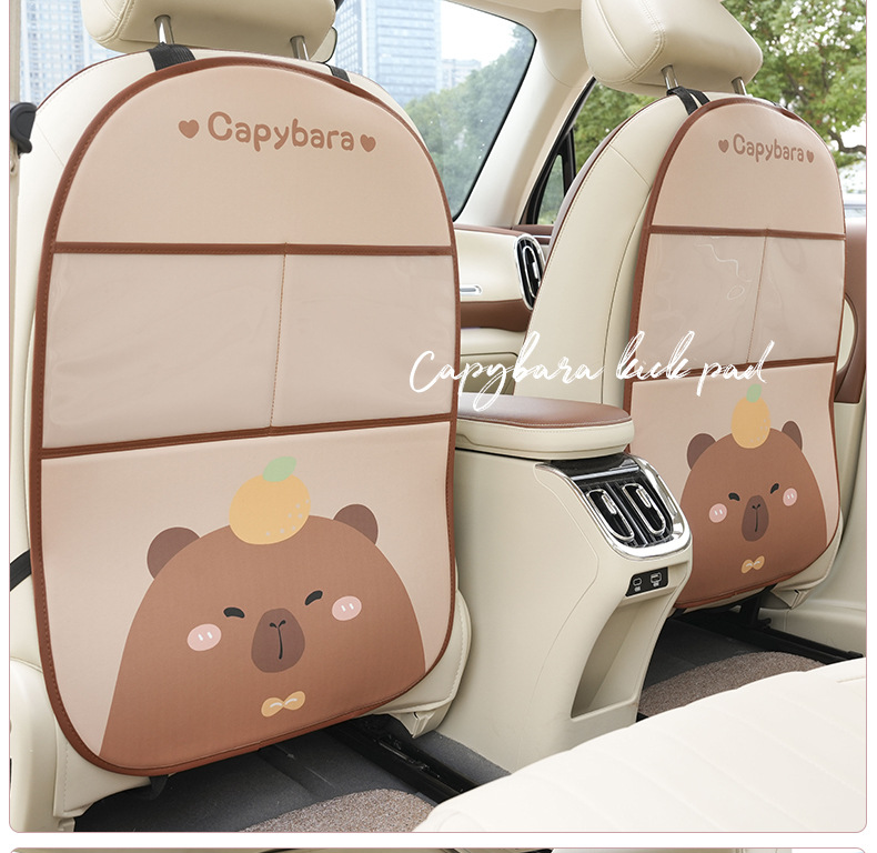 Carpibala car seat back storage anti-kick pad cartoon cute leather wear-resistant multifunctional car anti-kick pad