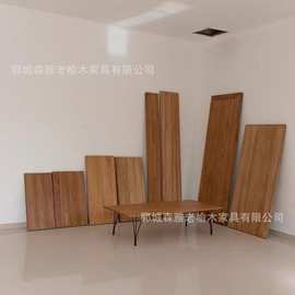 实木木板茶桌桌面老榆木板材复古做旧民宿飘窗板书桌面板装修板