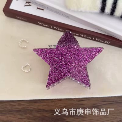 Клипса- Hair claw clip (BUSAN) пятиугольник/звезда, блестящая или глянцевая отделка, стиль Y2K для детей