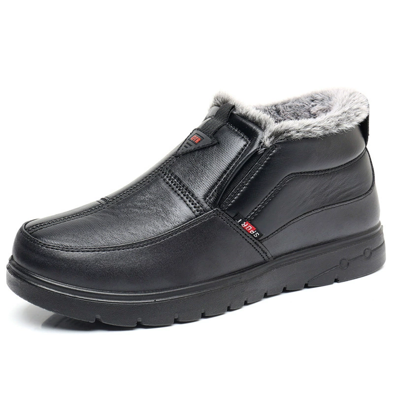 Men’s winter fleece boots, warm faux‑fur lining, non‑slip sole, sizes 39–44