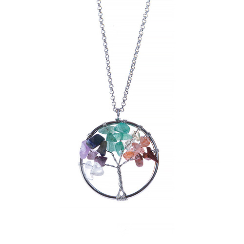 Ins style design gravel necklace bracelet set women's niche adjustable braided tree of life bracelet trendy wholesale