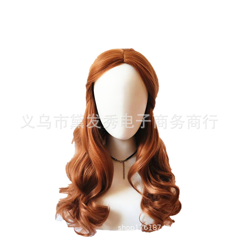 Beauty and the Beast Belle Princess Live Movie Brown Long Curly Hair cosplay Wig Anime cos