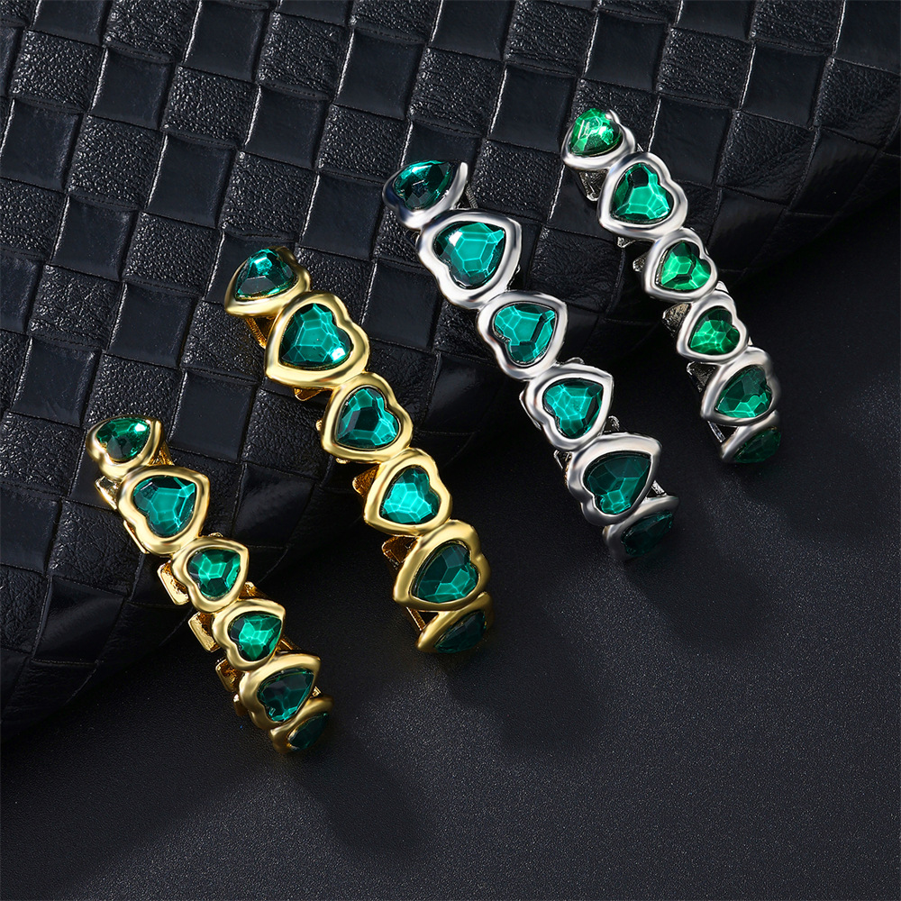 9g Weight Artificial Gemstones Inlay Material Tooth socket Classification Hip-Hop Heart Shape Copper Artificial Gemstones Unisex Tooth Socket