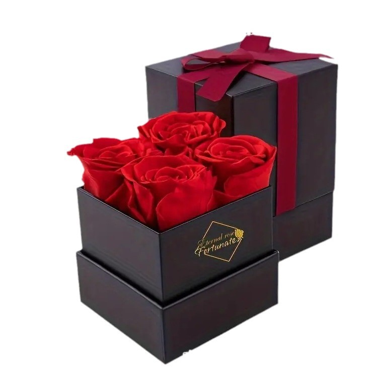 Rosa de la vida eterna cuadrado abrazo barril regalo de mano abrazo barril ramo barril diy día de San Valentín caja de regalo de Navidad