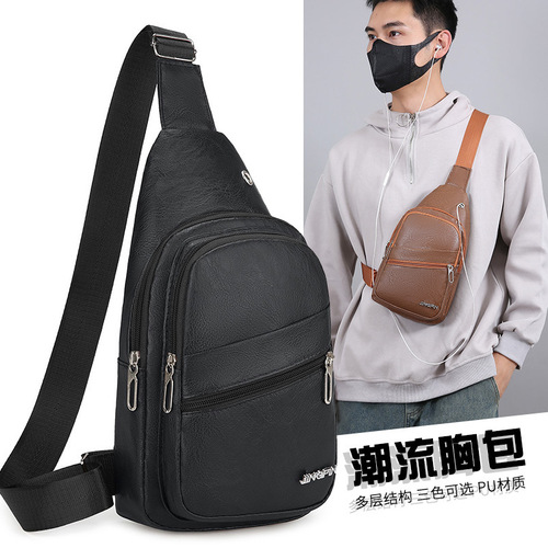 Men's Chest Bag High-End PU Casual Single-Shoulder Bag 2025 Trend Underarm Bag