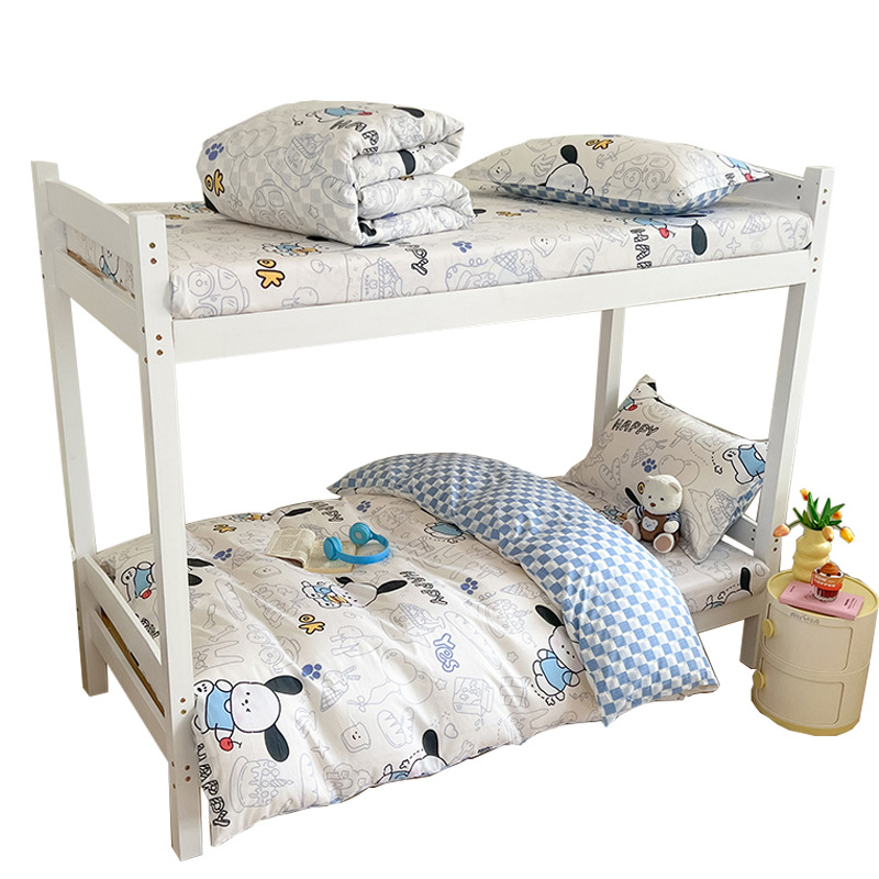 Dormitorio universitario ropa de cama de tres piezas algodón de cuatro piezas 100 sábanas individuales de algodón fundas de edredón