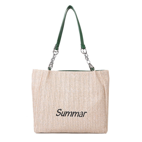 Large-capacity fashionable straw letter tote bag women's bag new trendy shoulder casual commuting attendance bag