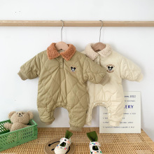 ins韩版婴儿衣服冬装夹棉连体衣 男宝宝超洋气加绒哈衣冬季外出服