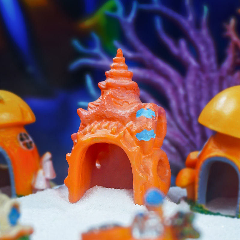 Mini concha casa de hongos para evitar la casa, decoración de la pecera, decoración del acuario, artesanía de resina, escondite de peces y camarones