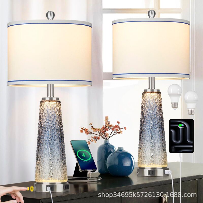 Metal Touch Table Lamp with USB A+C Ports and Ac Power Socket, Suitable for Living Room Coffee Table and Office Decoration Led Lamp