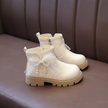 女童珍珠蝴蝶结马丁靴2025秋新款韩版单靴