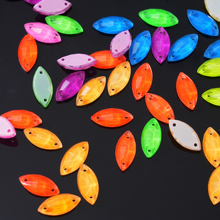 K9 Weichen Horse Eye-shaped Fluorescent Boutique Edge Glass Flat Buckle Glass Hand-sewn Drill Double Hole Flat Bottom Drill Diy Accessories
