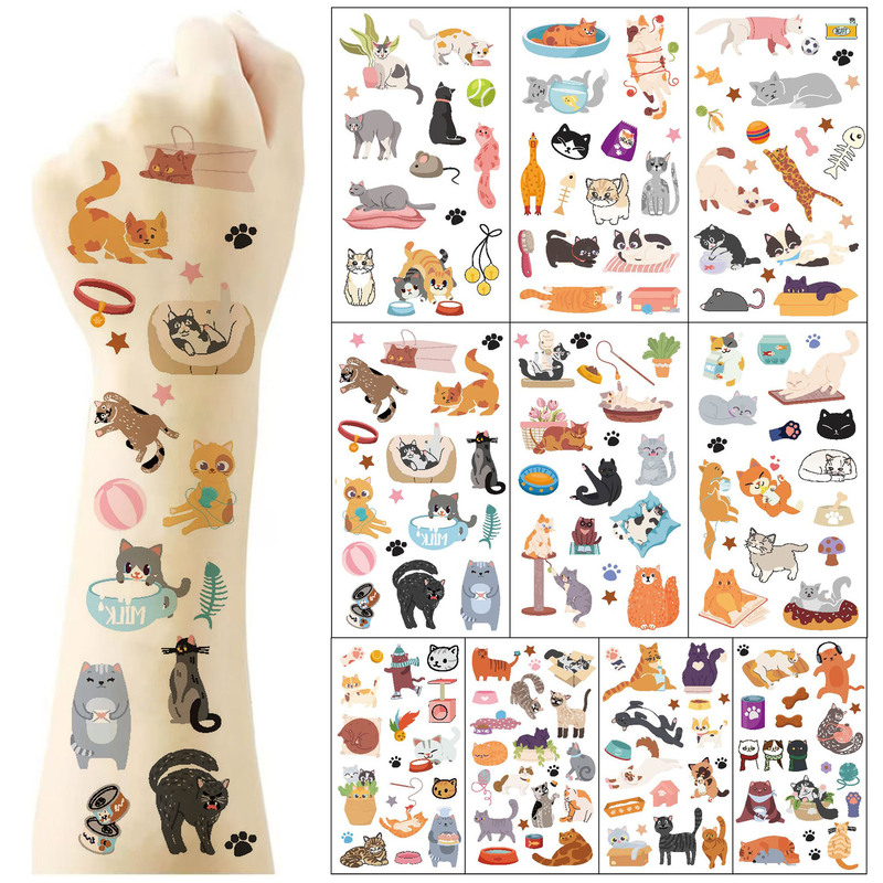 Cross-border New Cartoon Animal Cat Tattoo Sticker Children Cute Pet Series Temporary Arm Face Sticker