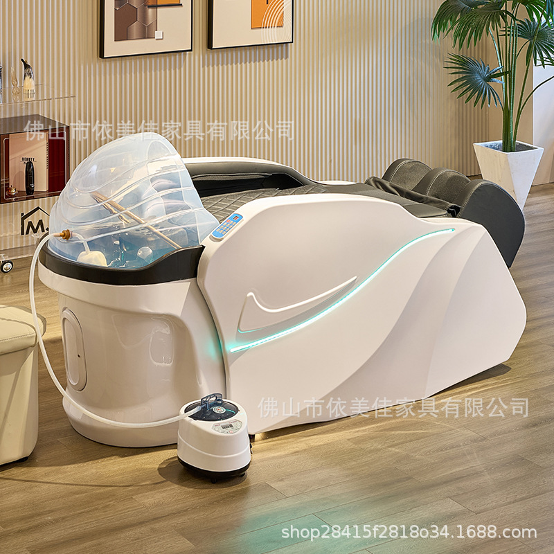 Cama de lavado de cabello de masaje eléctrico, cama de circulación de agua de tratamiento de cabello a temperatura constante, cama de curado de cabello de fumigación, cama especial para salón de peluquería de alta calidad