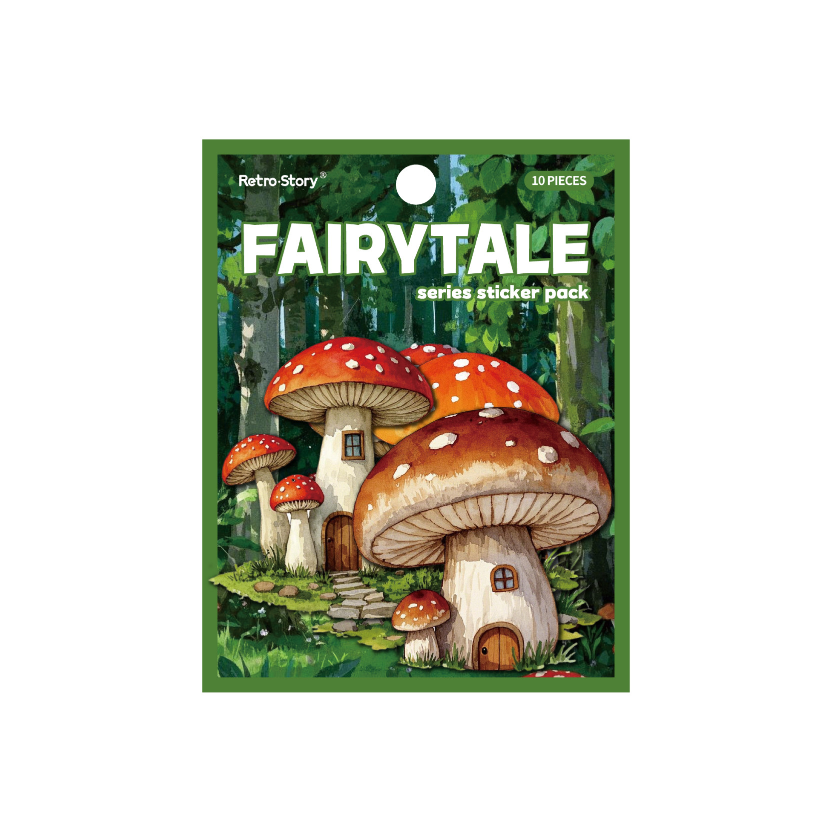 Retro Story Retro Fairy Tale Mushroom House Sticker Paquete de pegatinas de material de bricolaje de la serie Fairy Tale House