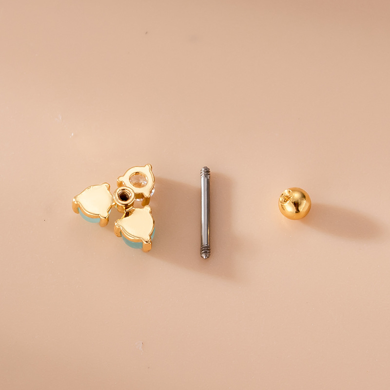 4g Weight Zircon Inlay Material Ear Studs Classification 1 Piece Quantity 1 Piece 316L Stainless Steel Copper Zircon Ear Cartilage Rings & Studs Star Flower Waterproof Non Tarnish Surgical Steel Women'S