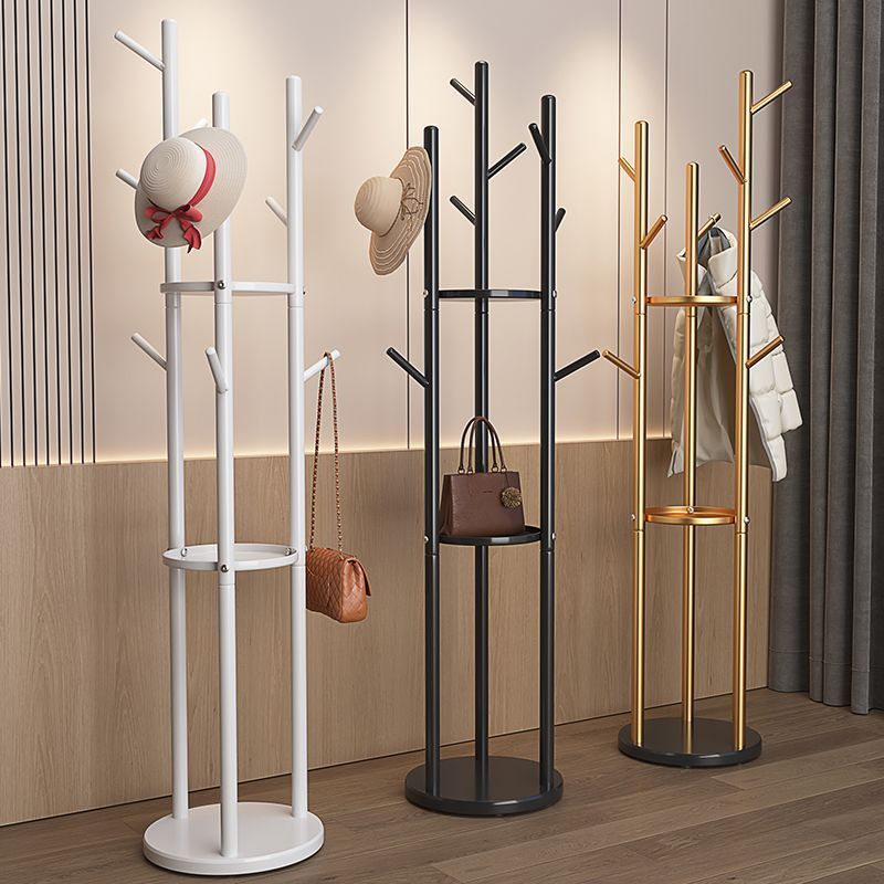 Three-Rod Bedroom Clothes Rack Floor-Standing Coat Rack Light Luxury Marble Iron Art Space-Saving Room Clothes Rack