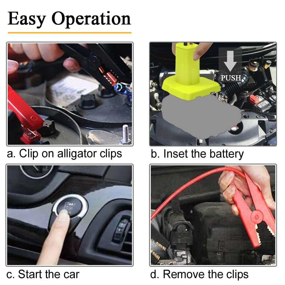 Jumper Cable Adapter Battery Starter Car Booster Cable for Ryobi 18V Battery