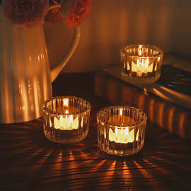 光影竖条纹烛杯 氛围感摆件 浪漫烛光晚餐装饰布置拍照道具烛台臣