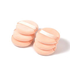 影樓化妝師  絲帶大號植絨蜜粉撲毛絨海綿圓形勾手定妝散乾粉撲